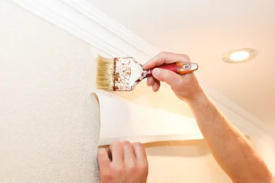 Pose de papier peint au Biot — revêtements muraux et toiles de verre